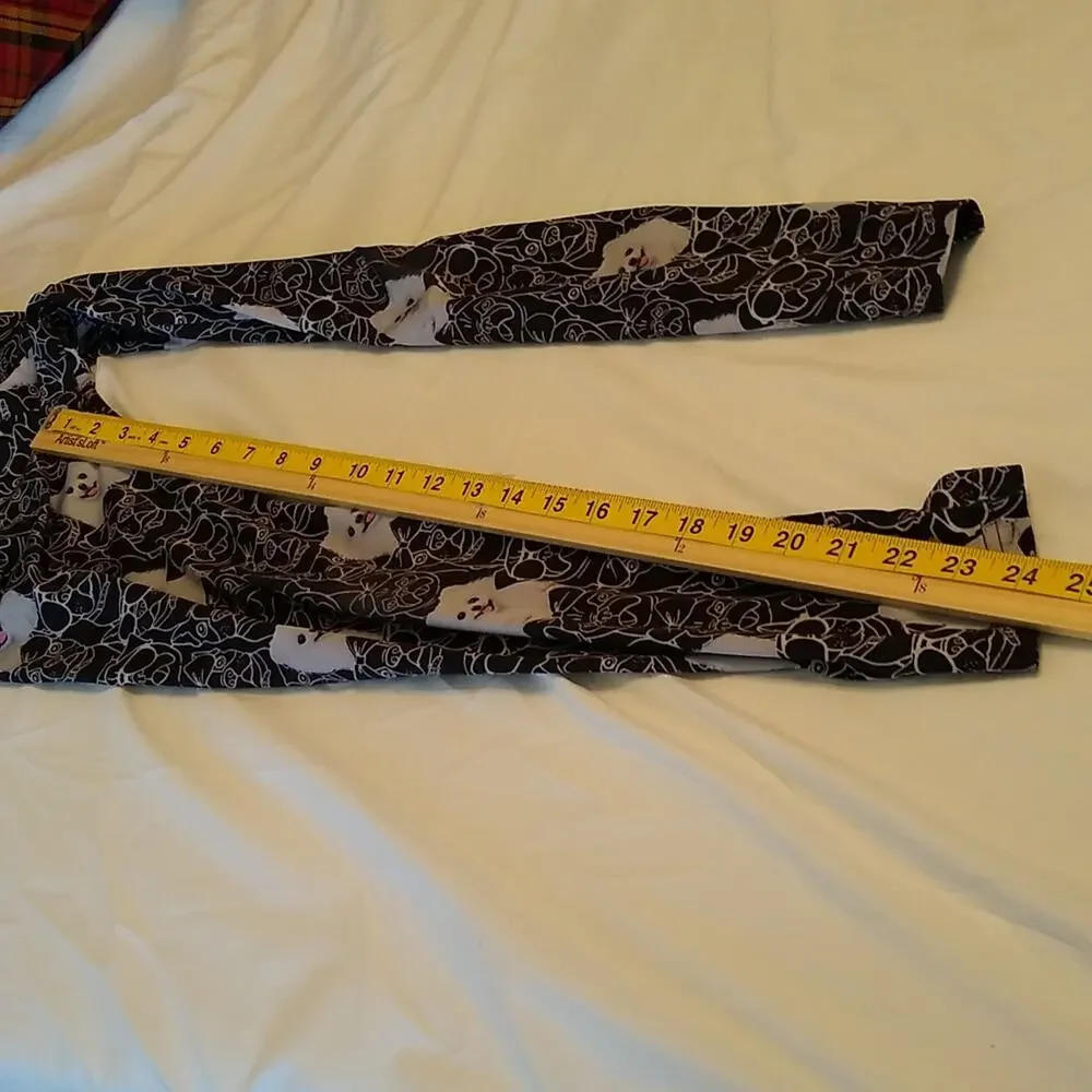 Justice Girls Black small puppy Leggings Full Length Elastic Waist Size 12
